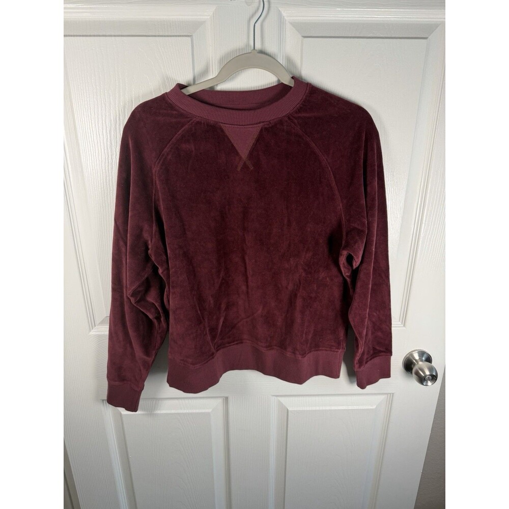 Pact Organic Pure Velour Crew Sweatshirt in Windsor Wine Cozy Women's S